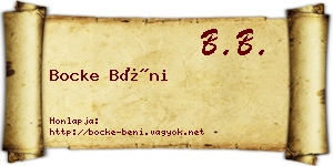 Bocke Béni névjegykártya
